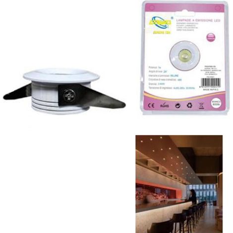 MINI FARETTO LED 1W SOFFITTO TONDO INCASSO MOLLA 4CM LED BIANCO CALDO 3000K (1/2)