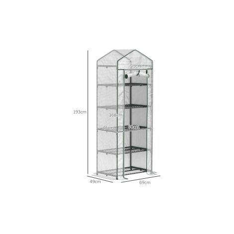 Serre de jardin blanche en acier avec porte enroulable et étagères, housse résistante au froid pour balcon, terrasse et jardin (1/5)