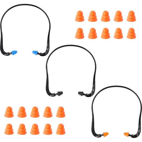 3 Pièces, Casque Antibruit avec 20 Bouchons d'Oreille de Rechange, Réutilisables, Confortables, Idéal pour Dormir, Voyager, Travail, Chantier (1/5)
