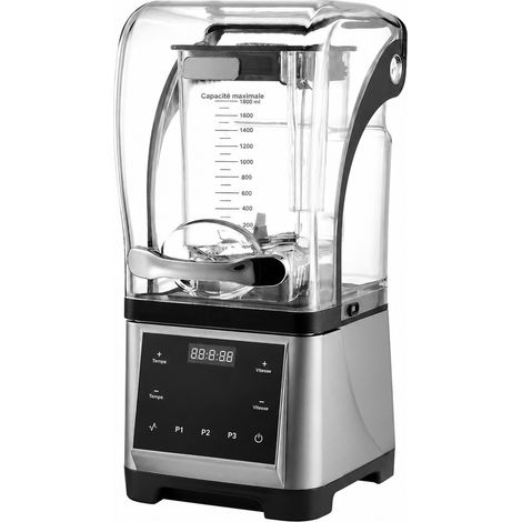 Blender professionnel insonorisé 1800W 220V gris argenté pour smoothies et glace pilée gris 220v 20 × 20 × 48 cm 7 kg – Livraison gratuite