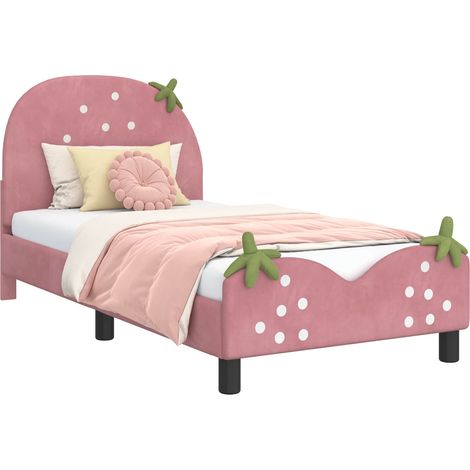 Children's Bed Frame with Headboard Pink 80 x 160 cm Velvet vidaXL