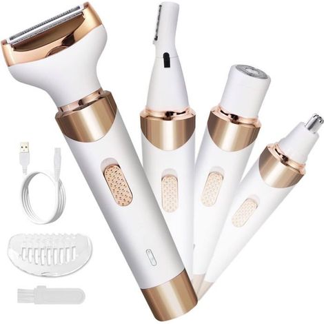 Rasoir Electrique Femme 4 en 1, Tondeuse Femme Intime Tout-En-Un (Visage, Jambes, Aisselles & Corps) Tondeuse Bikini Rasoir (1/5)