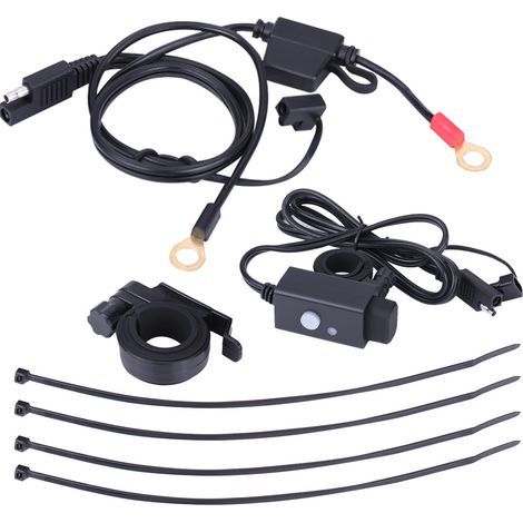 Adaptateur USB pour Motocyclette, Kit de Câble de Chargeur GPS pour Moto vers Dual USB avec Câble, Faisceau d'Extension et Support de Poignée (1/5)