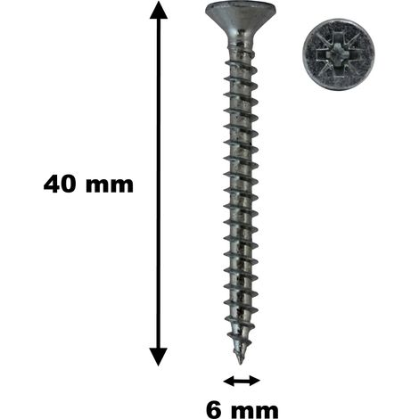 100 Stück Holzschrauben, TF, Stahl verzinkt, 6 x 40 mm