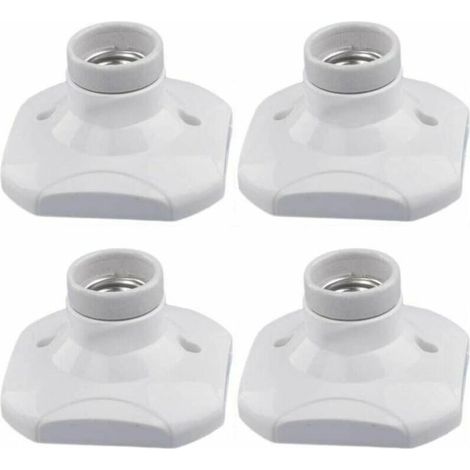 E27 LED-Lampenfassung, E27 Keramikfassung und Kunststoffsockel, E27 Wandfassung, weiße E27-Fassung mit Ring für Flur-/Decken-/Balkonbeleuchtung, 4er-Pack (1/4)