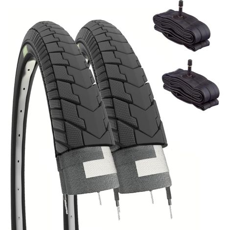 2 pneus 26 x 1,75 (47-559) + Chambres américaines pour vélo de Ville pour Homme Route, Noir (1/5)