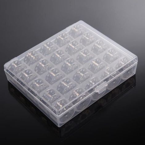 Canette Machine À Coudre - Métal - Diamètre 21 Mm Hauteur 12 Mm Trou Central 6 Mm - Pour Machines Standard - Lot De 25 Pièces Avec Boîte De Rangement (1/3)
