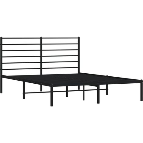vidaXL Cadre de lit métal sans matelas avec tête de lit noir 140x190cm (1/5)