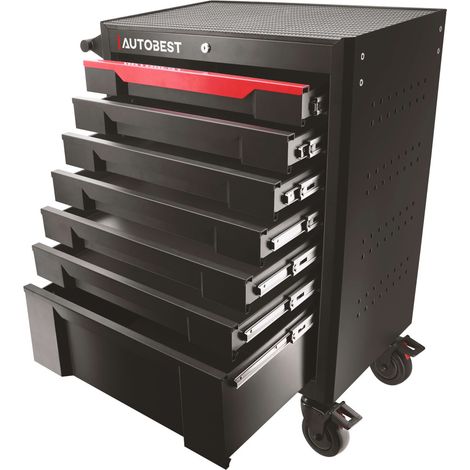Servante 7 tiroirs Autobest - Capacité 30 kg par tiroir - 2 roues fixes - 2 roues avec freins (1/5)