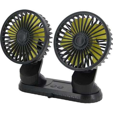 Ventilateur de voiture USB Ventilateur à deux têtes Rotation à 360 degrés Ajustable à 3 vitesses Ventilateur de refroidissement silencieux pour voitures, camions, SUV et VR (1/5)