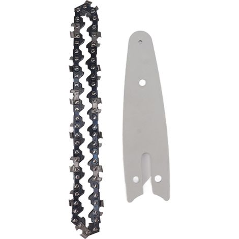 Guide-chaîne miniature en acier au manganèse, haute dureté, coupe nette, pour tronçonneuse, 10 cm (4 pouces) avec chaîne de 6,35 mm (1/4 pouce) et 28 maillons. (1/5)