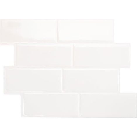 Lot de 5 autocollants blancs 3D en PU+PET pour carrelage de cuisine (1/5)
