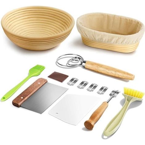 Brotgärkorb-Set, ovales Gärkorb-Set, Teigschaber- und Rührbesen-Set (1/5)