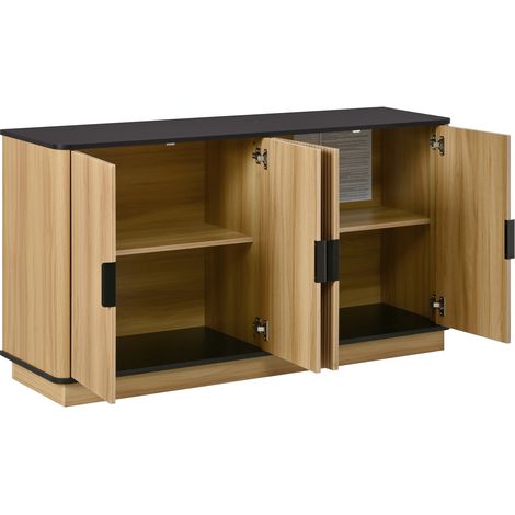 Sideboard mit 4 Türen in Holzoptik, gewellte Front, 139 x 40 x 75 cm, MODENUIT (1/5)