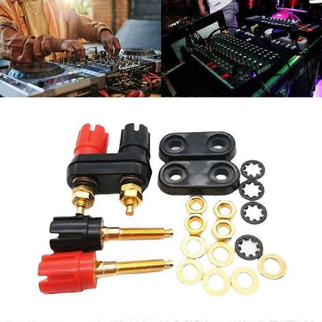 Connecteur de fil rouge et noir, borne de raccordement électrique, prise banane pour haut-parleur audio - 1 lot de 1 (1/4)