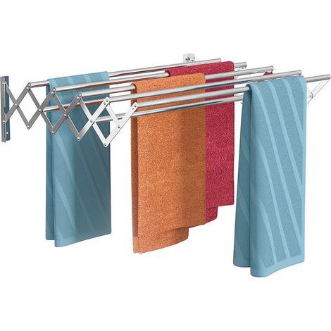 Sinbinta – Étendoir à linge mural extensible en acier inoxydable – Design rétractable – Gain de place pour petits espaces – Dimensions 42-80x10-34x14,5cm (1/5)