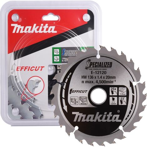 Makita E-12120 136mm x 20mm 25 Teeth Efficut Cordless Plunge Saw Blade DSS501 (1/5)