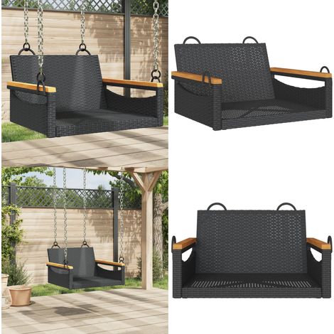 Balancelle noir 63x62x40 cm résine tressée - Balancelle Jardin - Chaise Suspendue - Fauteuil Extérieur - Mobilier De Jardin - Relaxant - Home & Living