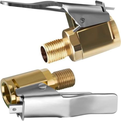 Adaptateur de Valve de Pneu de Voiture, 2pcs Embout de Gonflage Laiton, Clip de tête de Conversion pour valves de Pneu, Compatible (1/5)