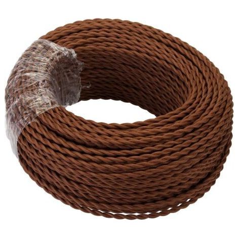 Câble textile de 10 m de long, câble tressé de style rétro, 2 conducteurs, fil de cuivre gainé de lin (2 x 0,75 mm²), pour lampes suspendues/café DIY. (1/5)