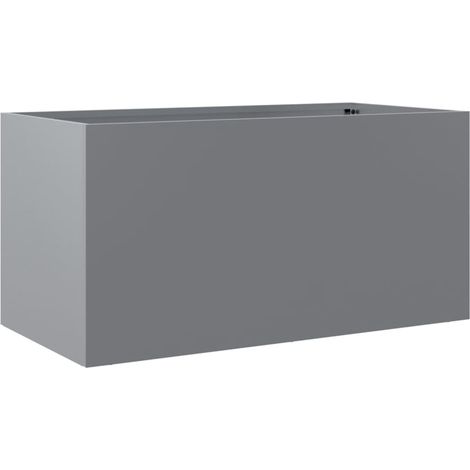 Macetero bancal elevado plantas flores terraza jardín plateado 62 x 30 x 29 cm acero galvanizado Plata 020038074