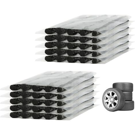 50 Pièces Bandes de Réparation de Pneu, Kit Reparation Pneu Voiture Noir Bande de Réparation de Pneu Meche Pneu Crevaison pour Usage d'Urgence Kit de Réparation de Pneus pour Voitures, Motos (1/5)