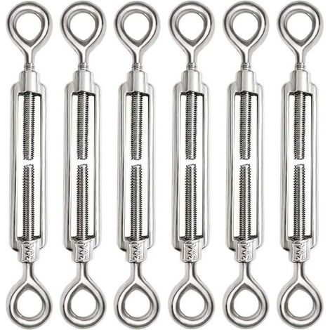 6 Pièces Tendeur Cable M6 Tendeur Cable Inox 304 Réglable Oeil de Ridoir et Oeil pour Tendeur de Fil Cable Acier Corde Crochet Tendeur Accessoires (1/4)
