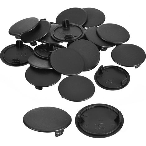 Couvre-Trous de Charnière en Plastique 35mm Diamètre Noir 20pcs (1/5)