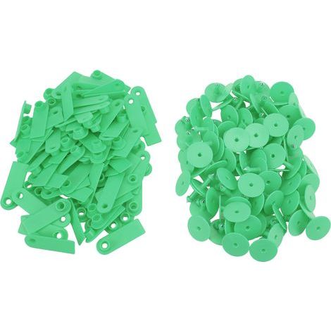 100 pièces étiquettes d'oreille vierges pour animaux chèvre mouton cochon bétail TPU pour animaux de ferme sans lettres, vert (1/5)