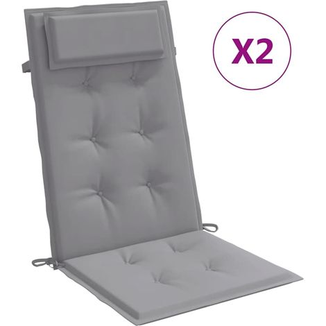 Coussins de chaise à dossier haut lot de 2 gris tissu oxford (1/5)