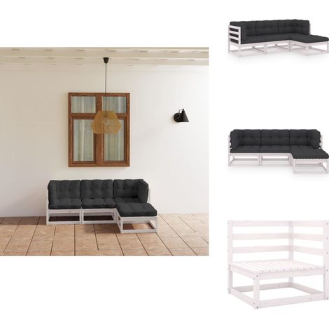 4-tlg. Garten-Lounge-Set mit Kissen Kiefer Massivholz - Garten Lounge Set - Kiefernholzmöbel - Outdoor Möbel - Gartenmöbel - Loungemöbel (1/5)