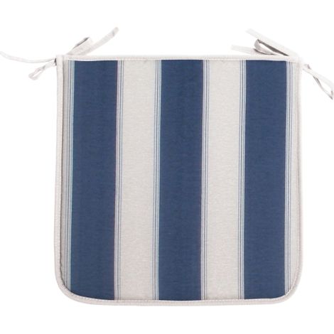 Coussins de chaise Panarea 60% polyester 40% coton 4 pie'ces rembourrage mousse polyure'thane 39x39x2 cm raye' bleu pour jardin exte'rieur