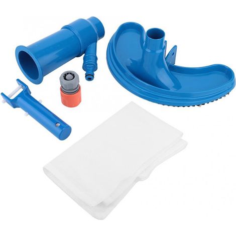 Aspirateur de piscine portable Mini Jet avec sac filtrant, tête de brosse et manche, idéal pour nettoyer petits bassins, spas et jacuzzis.