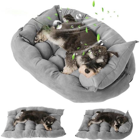 Hundebett groß waschbar, Haustierkissen für Hunde & Katzen, atmungsaktiv, Grau L
