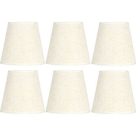 Lot de 6 abat‑jour tissu nordique, clip‑on E14. Métal tissu PVC, anti‑éblouissant, déco intérieure, couleur gris melang. (1/5)