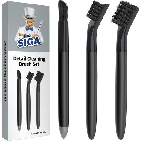 Ensemble de Brosses à Joints, 3 Brosses de Nettoyage des Interstice Brosse de Crevasses Joint de Carrelage, Brosse pour Rainure Fenêtre, Salle de Bain, Cuisine, Carreaux (1/5)
