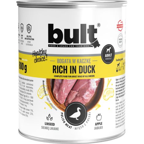 Alimento húmedo para perros Bult sabor pato, lata de 800 g, completo (1/2)