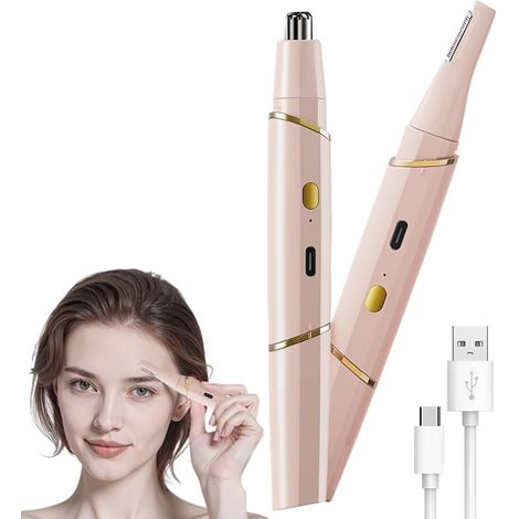 Women's Electric Shaver, 2 in 1 Nose Trimmer Female Epilator Eyebrow Rechargeable Portable Electric Epilator Face Women Shaver for Eyebrow Face Intimate Body (1/5)