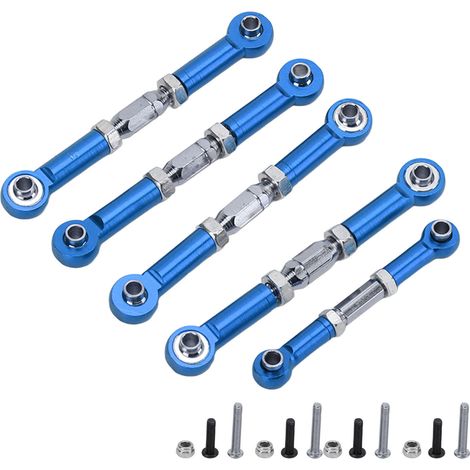 Jeu de 5 tiges de direction RC 5mm amortissement en alliage d'aluminium bleu foncé pour voiture télécommandée Redcat XTE 1/10 (1/5)