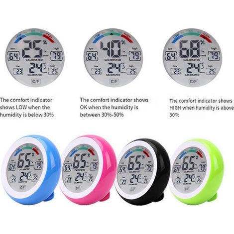 Digitales Hygrometer-Thermometer für Innenräume, Zuhause, Blau