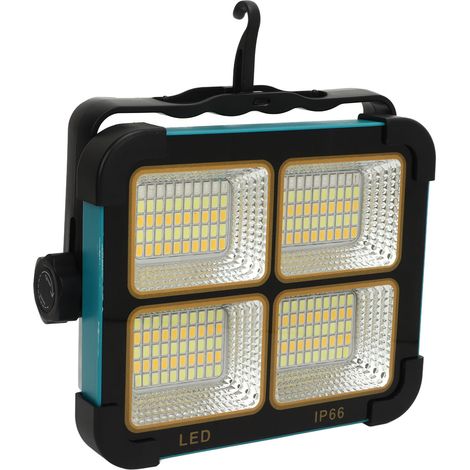 Lampe de travail solaire LED 100 W 10 000 lm 3 000 à 6 000 K IP66 étanche, rechargeable et portable pour l'extérieur (1/5)