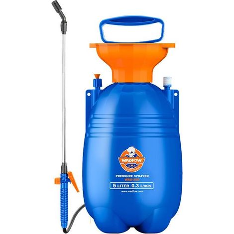 Pulvérisateur à pression WADFOW 5 L, 2,5 bar, soupape de sécurité, tuyau de 1,2 m, lance en acier inoxydable