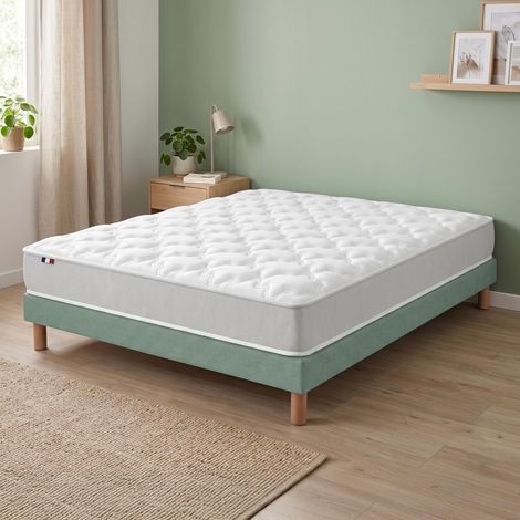 Ensemble matelas mousse sommier déco vert 140x190cm (1/5)