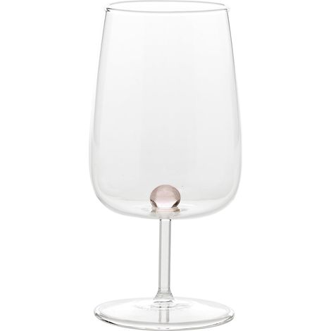 Bilia Verre À Vin En Verre Borosilicaté Artisanal Lot De 6 Pièces Couleur Rose Avec Sphère Décorative Sur Le Fond Design Élégant Et Résistant (1/3)