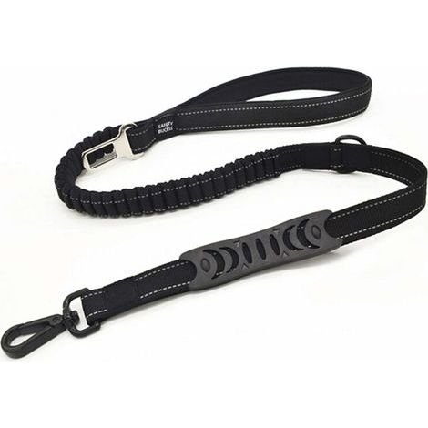 Laisse Chien Anti Traction Laisse de Sécurité Voiture pour Chien Petit Moyen Gros en Nylon Solide Réfléchissante(110CM Noir) (1/5)
