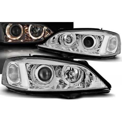 Paire de feux phares Opel Astra G 97-04 angel eyes chrome-27361612 (1/4)