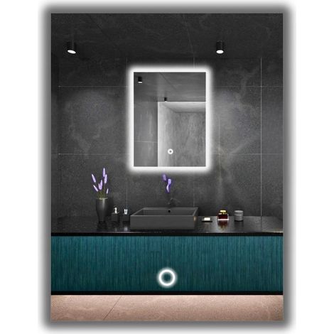 Espejo con iluminación LED 60x80, resistente al agua IP65, con interruptor táctil (1/5)