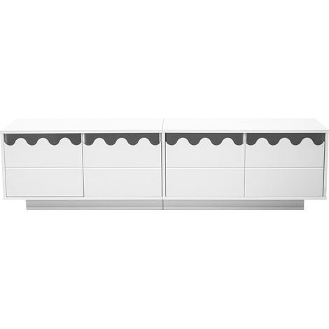 Mobile TV bianco da 170 cm con 4 ante e design ondulato (1/5)