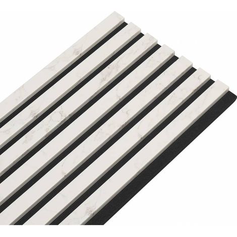 Decoon – Panneau décoratif mural acoustique en MDF – 120 x 30 x 1,9 cm – Finition marbre blanc et feutrine noir – Isolation phonique efficace