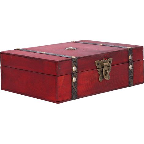Antike Schmuckschatulle im europäischen Stil, Aufbewahrungsbox für Bürodokumente, Vintage-Fotorequisite, sichere Babypapierbox mit Schloss (Modell: 6037-DH02 Xilinmen-Schloss) (1/5)